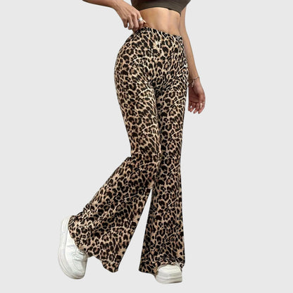 Leigha | Women's Leopard Print Bootcut Pants – High-Waist Night Out