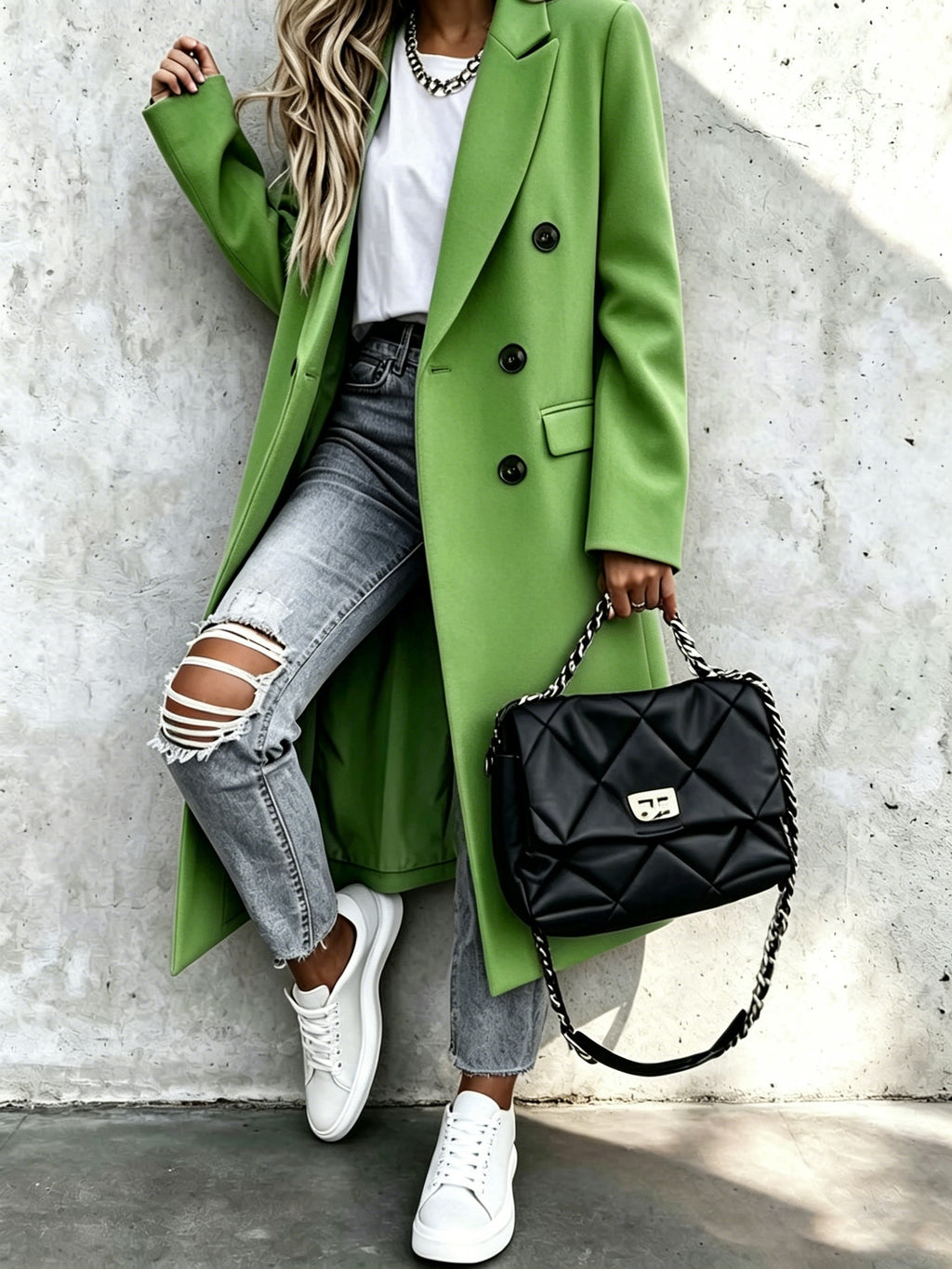 Benedikte | Double-Breasted Longline Tailored Coat for Women