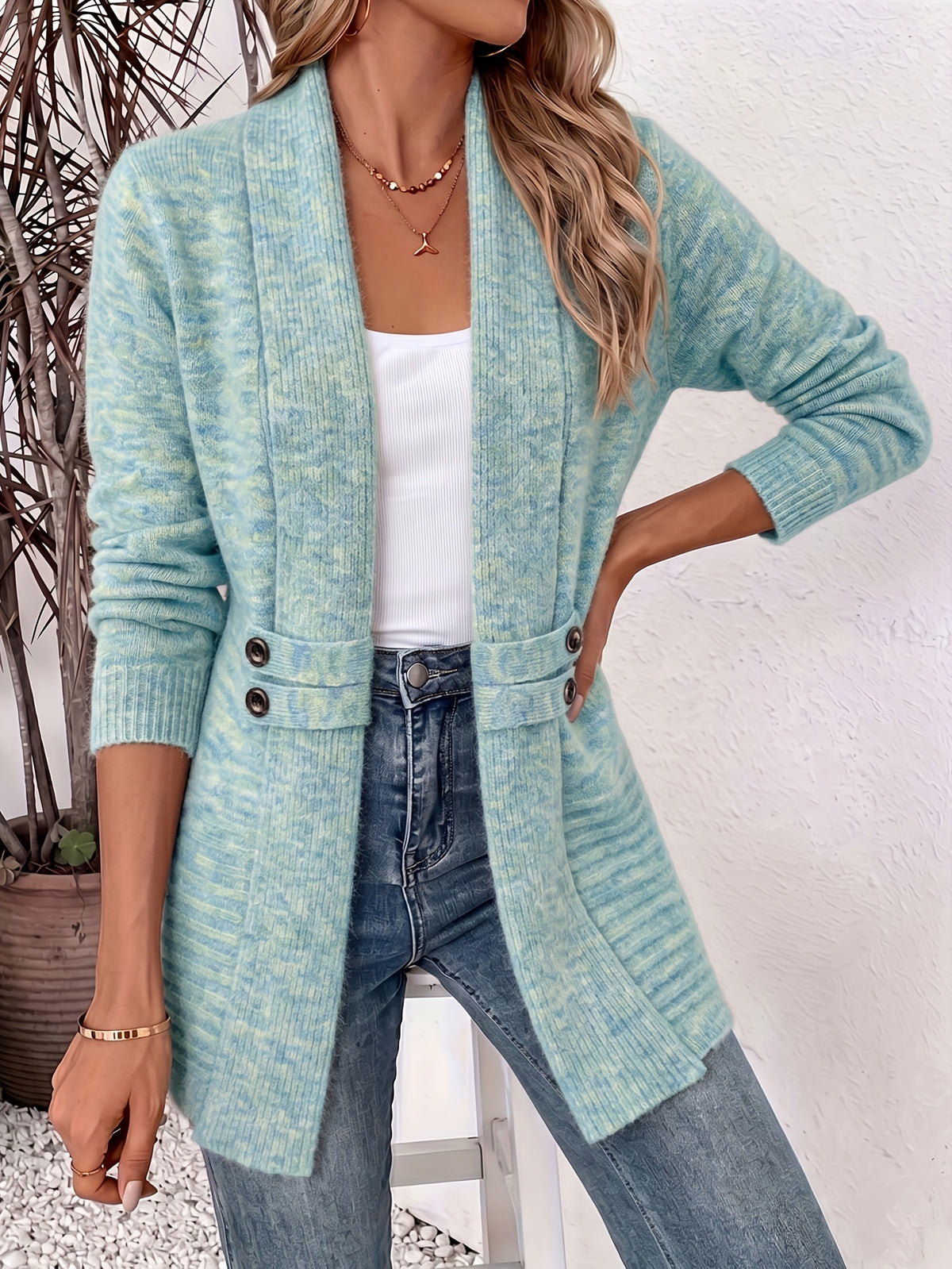 Priya | Belted Ribbed Open-Front Cardigan for Women