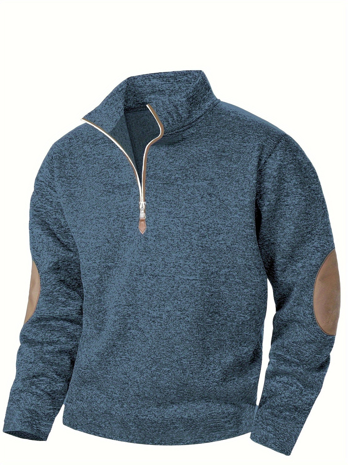 Rasmus | Heathered Quarter Zip Sweater with Stand Collar for Men