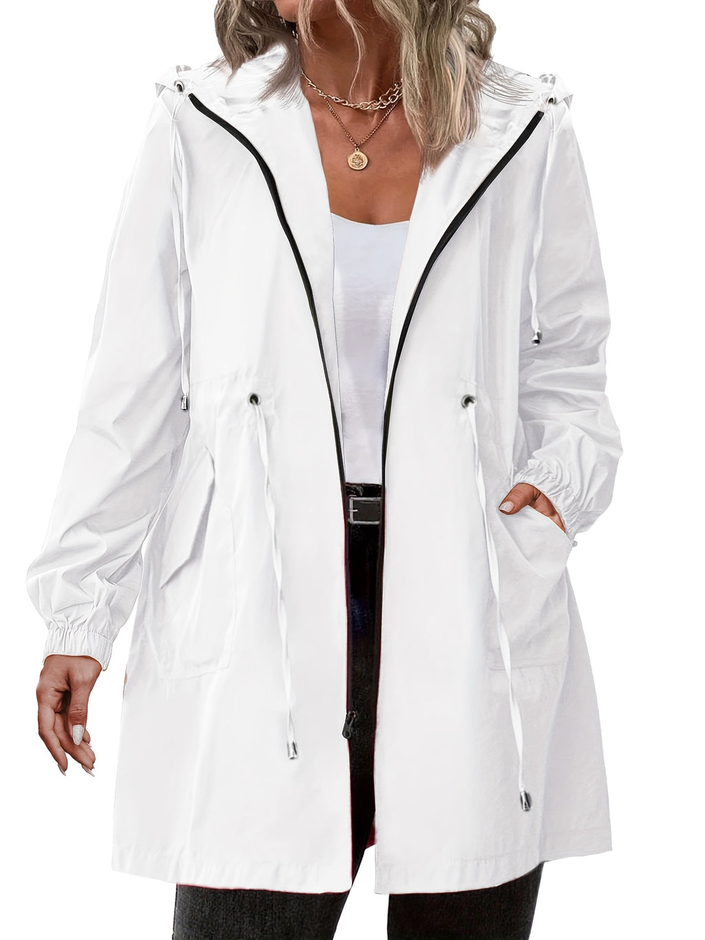 Constance | Zip-Up Hooded Longline Jacket with Drawstring