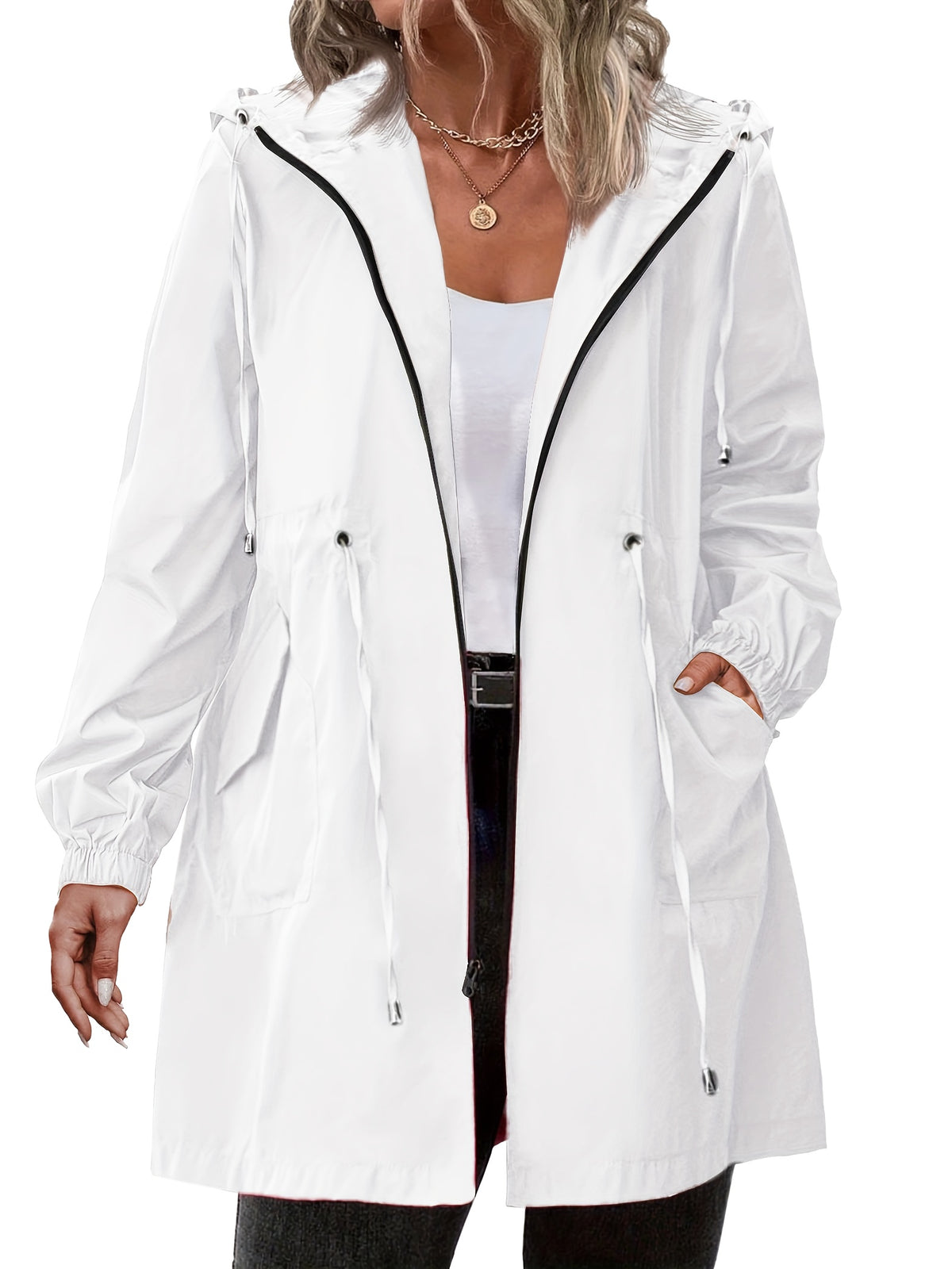 Constance | Zip-Up Hooded Longline Jacket with Drawstring