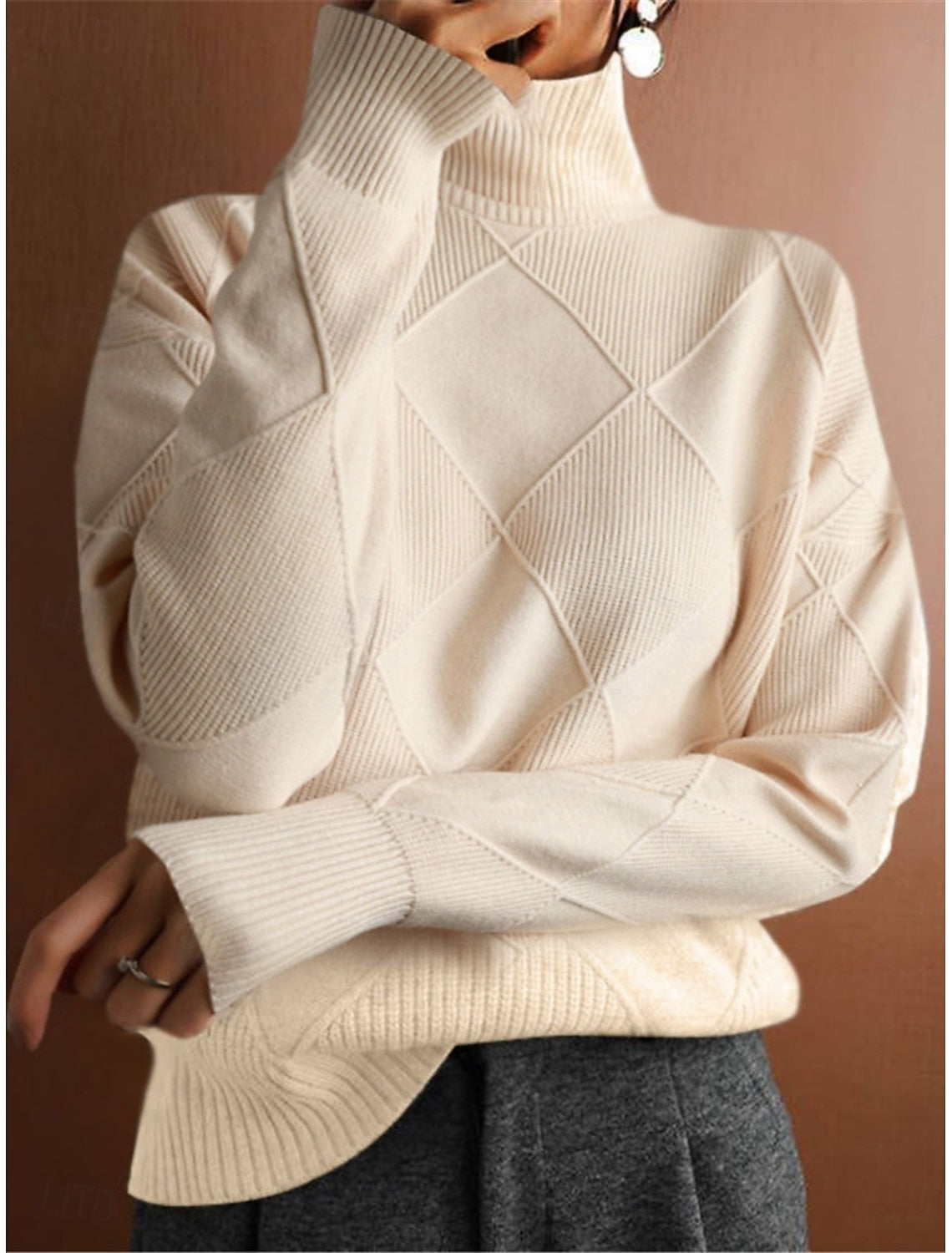 Liesbeth | Cable Knit Sweater with Ribbed Turtleneck for Women