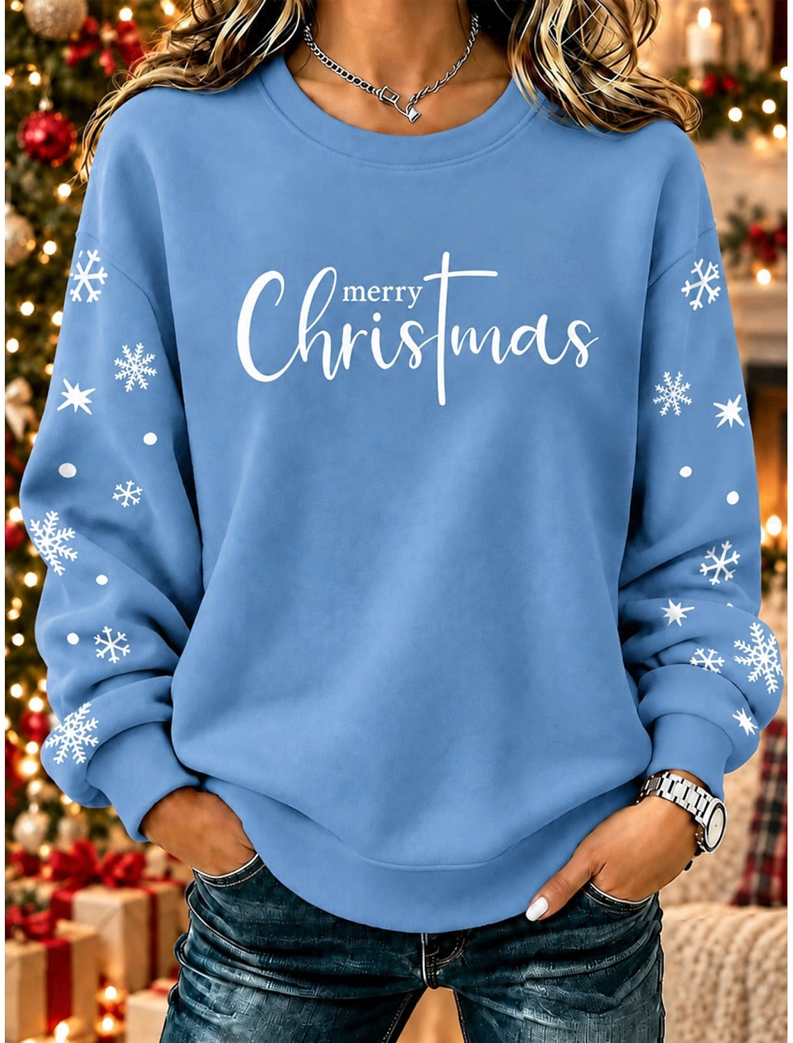 Nessandra | Christmas Sweater with Snowflake Print for Women