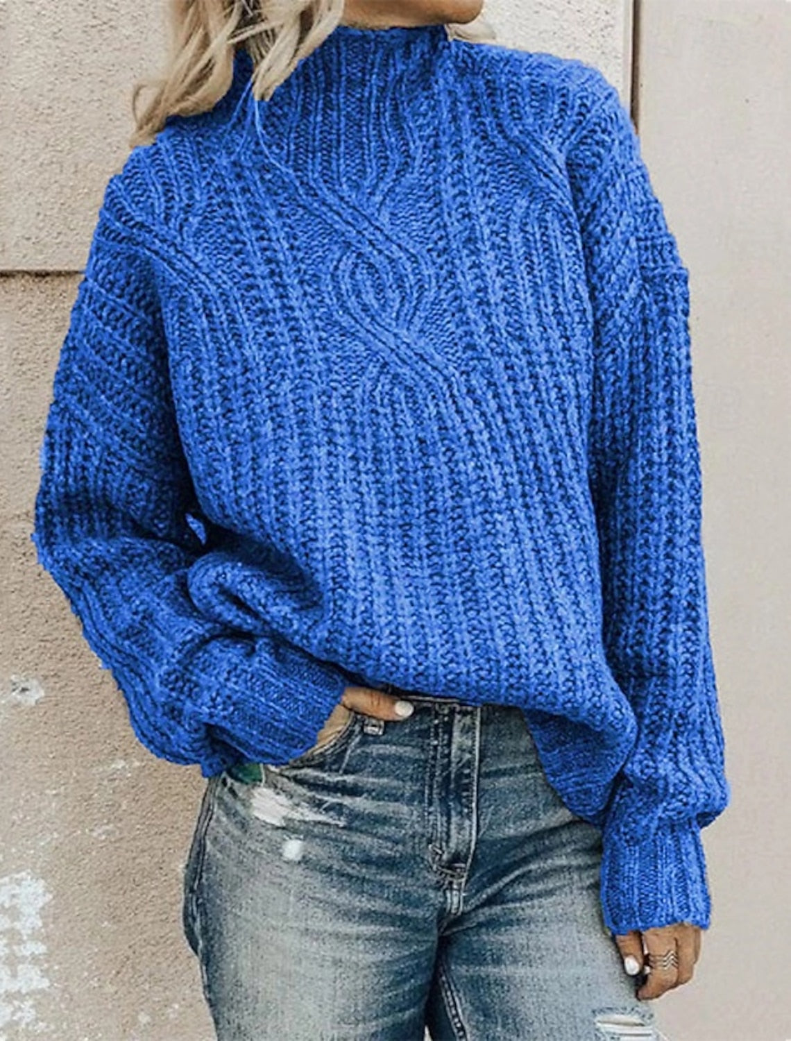 Lotta | Cable Knit Sweater with Mock Neck for Women