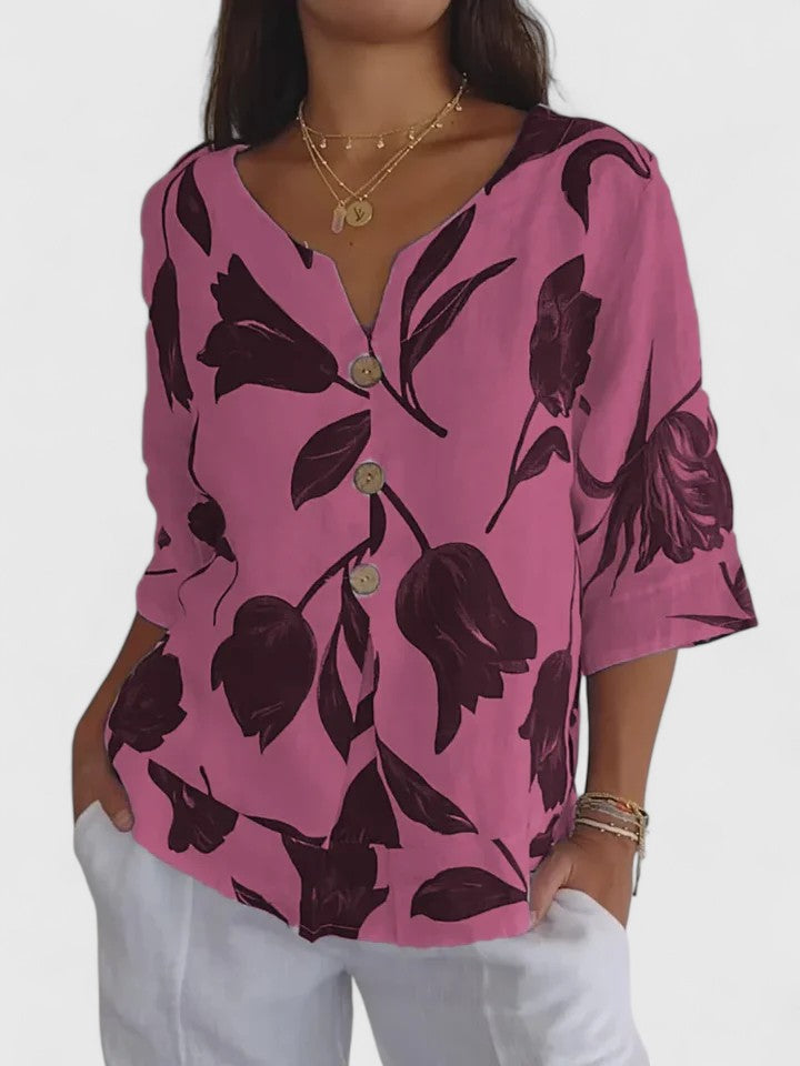 Marisol | Women's V-Neck Blouse Long Sleeve Relaxed Fit – Work to Weekend
