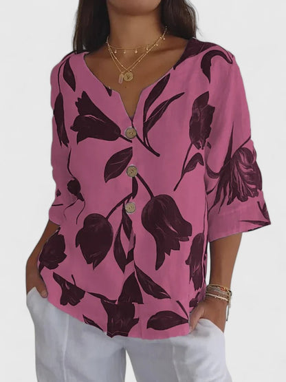 Marisol | Women's V-Neck Blouse Long Sleeve Relaxed Fit – Work to Weekend