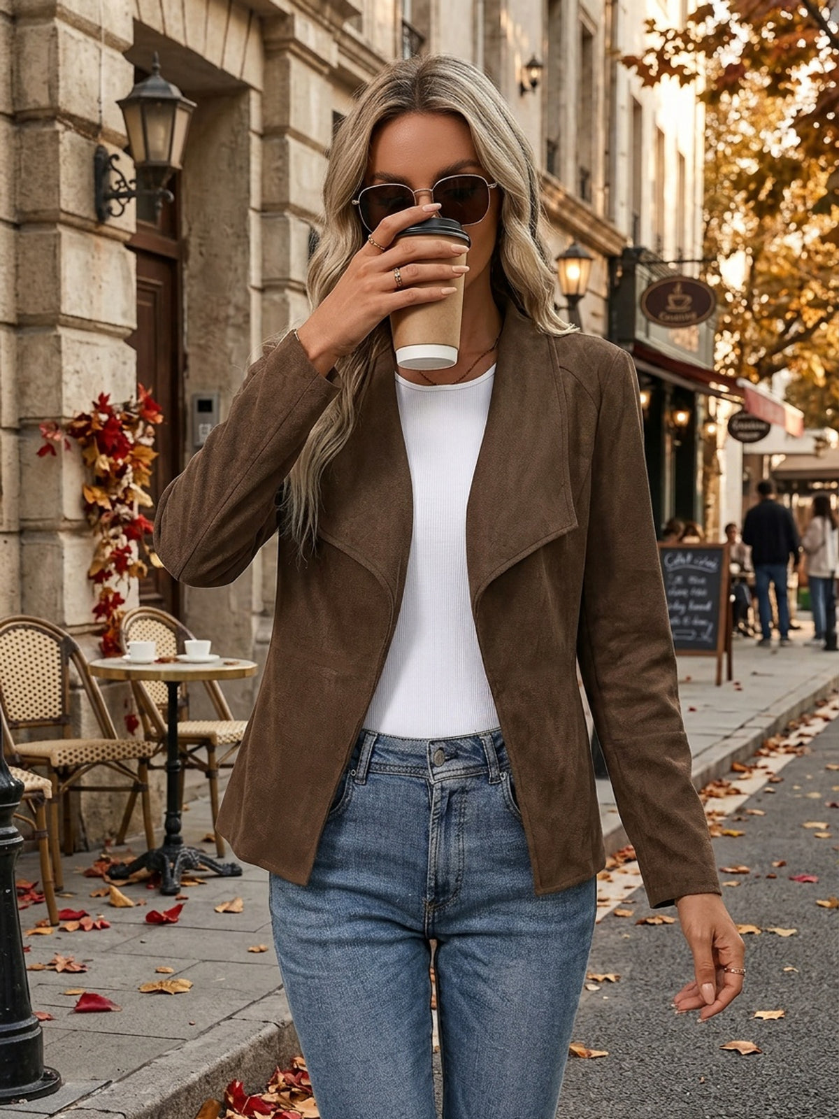 Christel | Open-Front Waterfall Lapel Blazer Jacket for Women