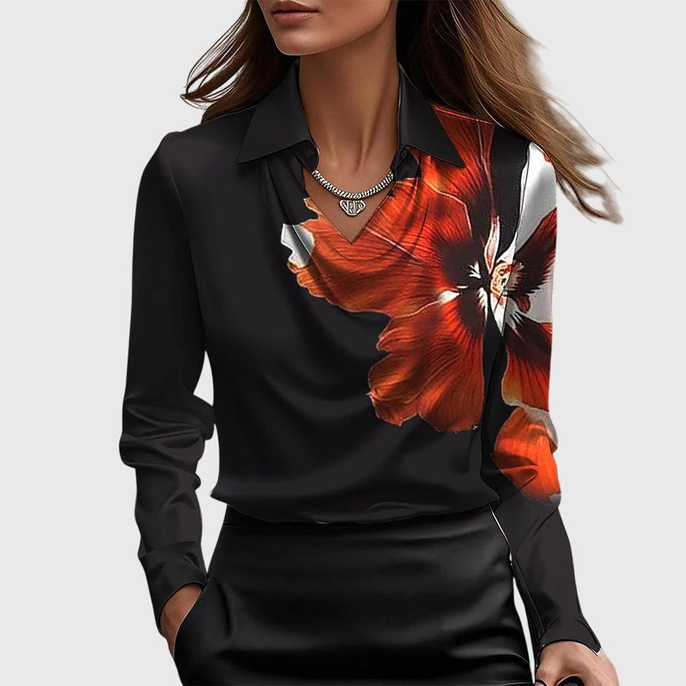Brooklyn | Women's Elegant V-Neck Blouse - Polished Look