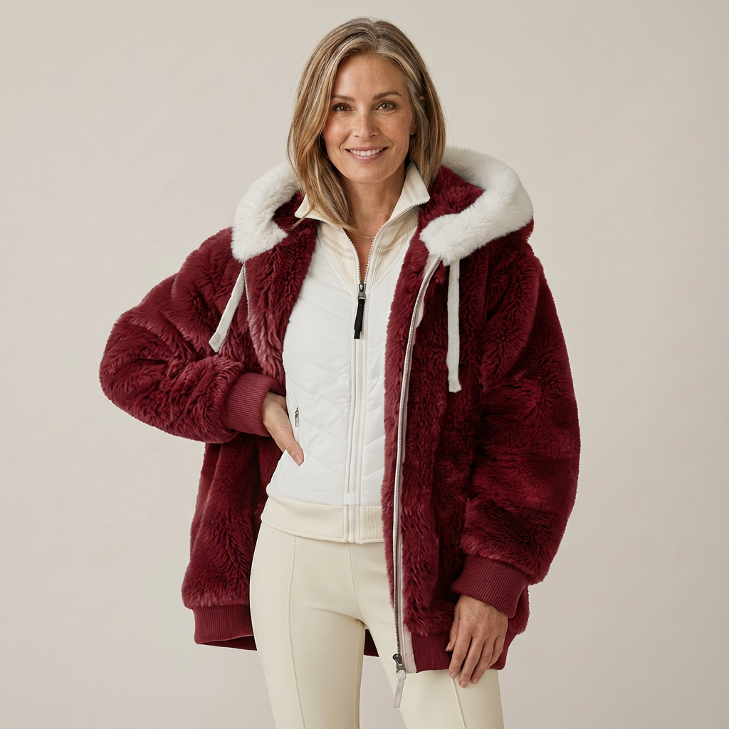 Kristia Women's Hooded Winter Jacket - Zip Front Parka Style