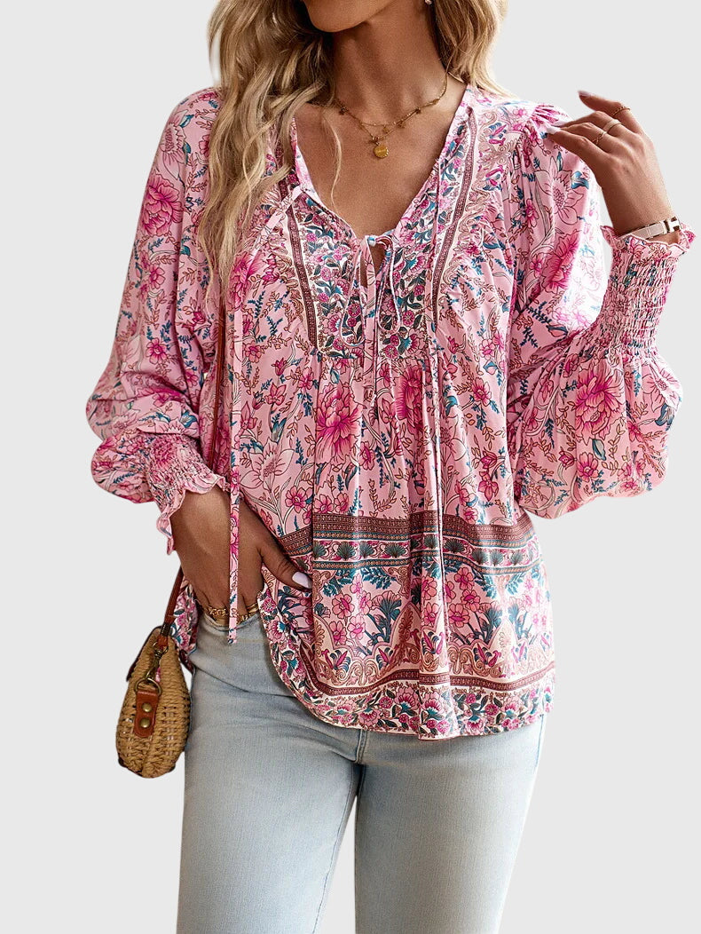 Lexi | Women's V-Neck Long Sleeve Pullover Blouse