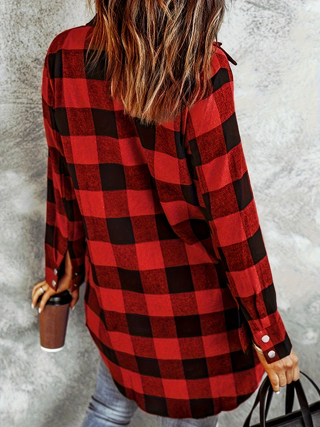 Asta | Plaid Longline Shacket with Pockets for Women