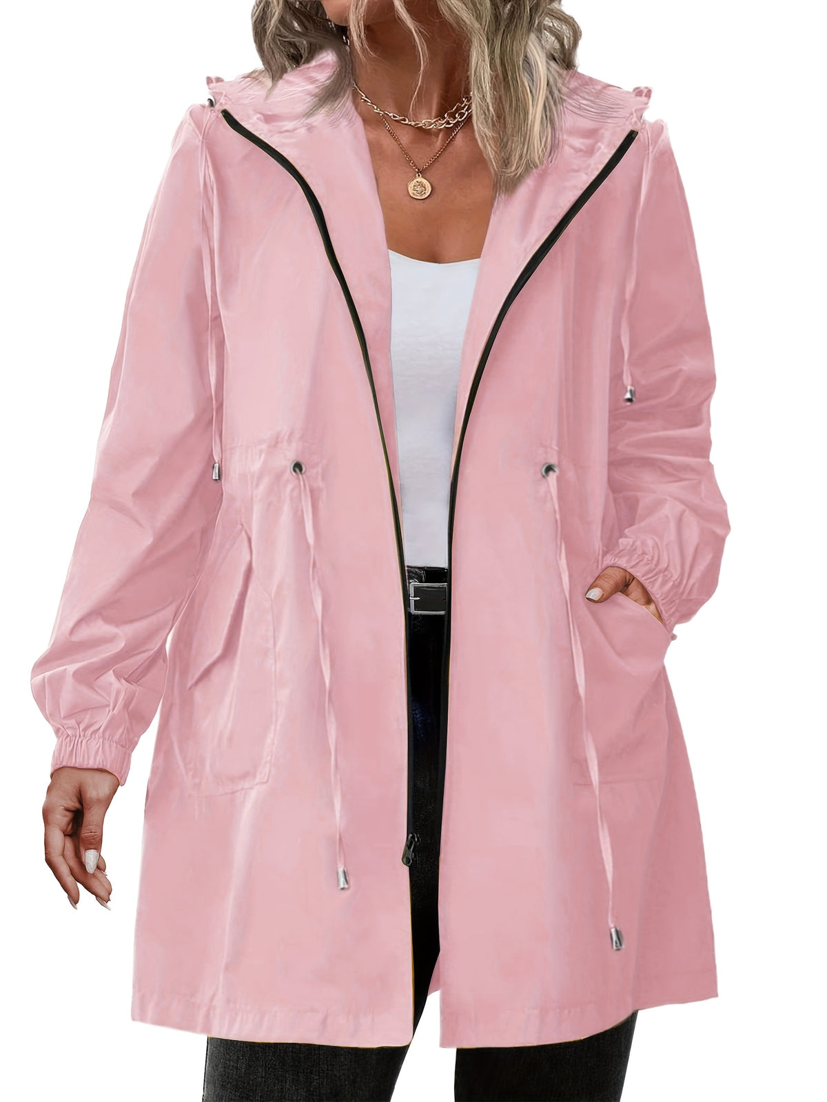 Constance | Zip-Up Hooded Longline Jacket with Drawstring