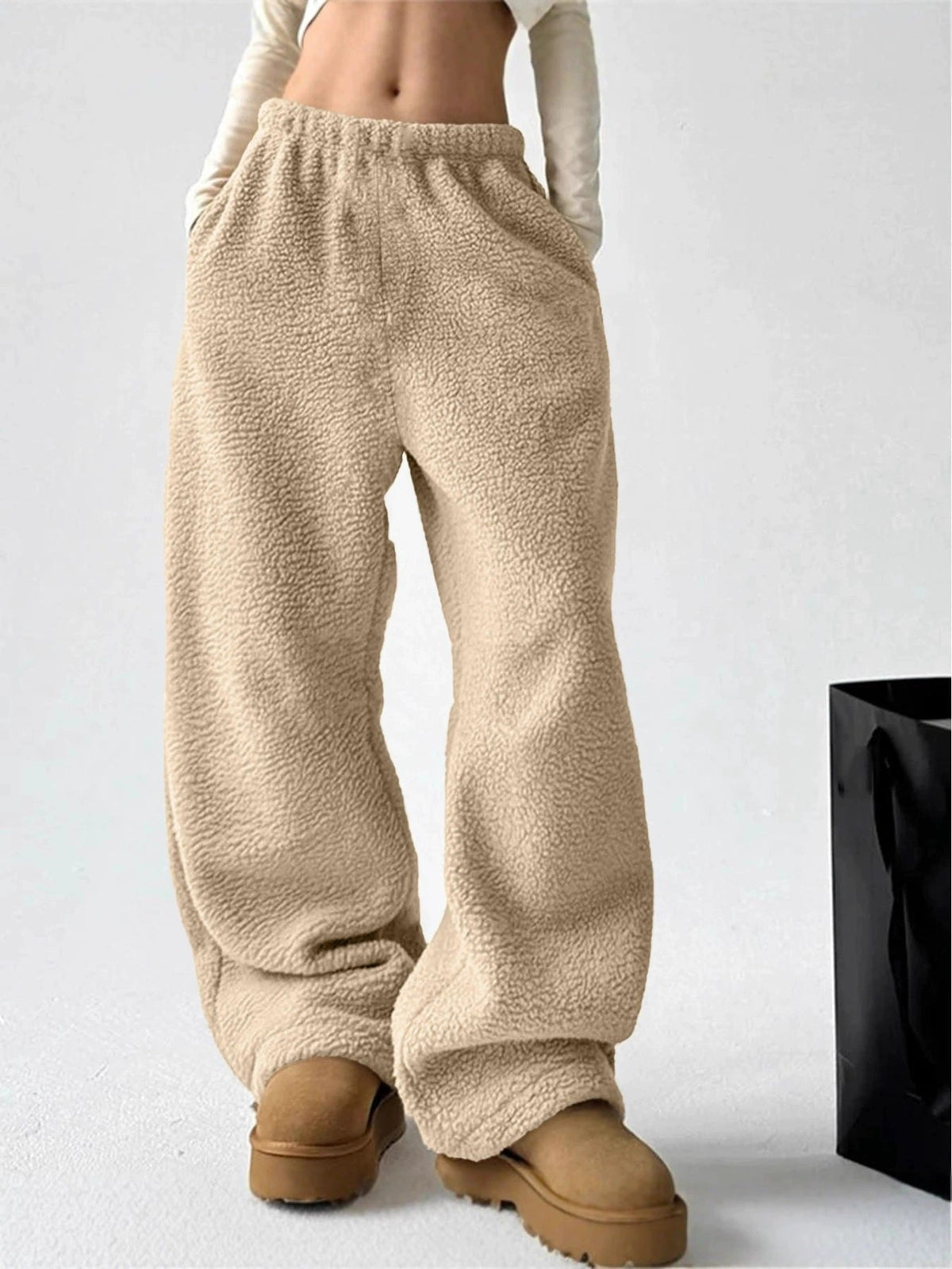 Aase | Textured Wide-Leg Fleece Pants for Women