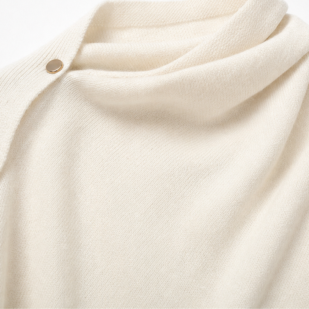 Nadyra Side-Button Convertible Knit Poncho Wrap for Women
