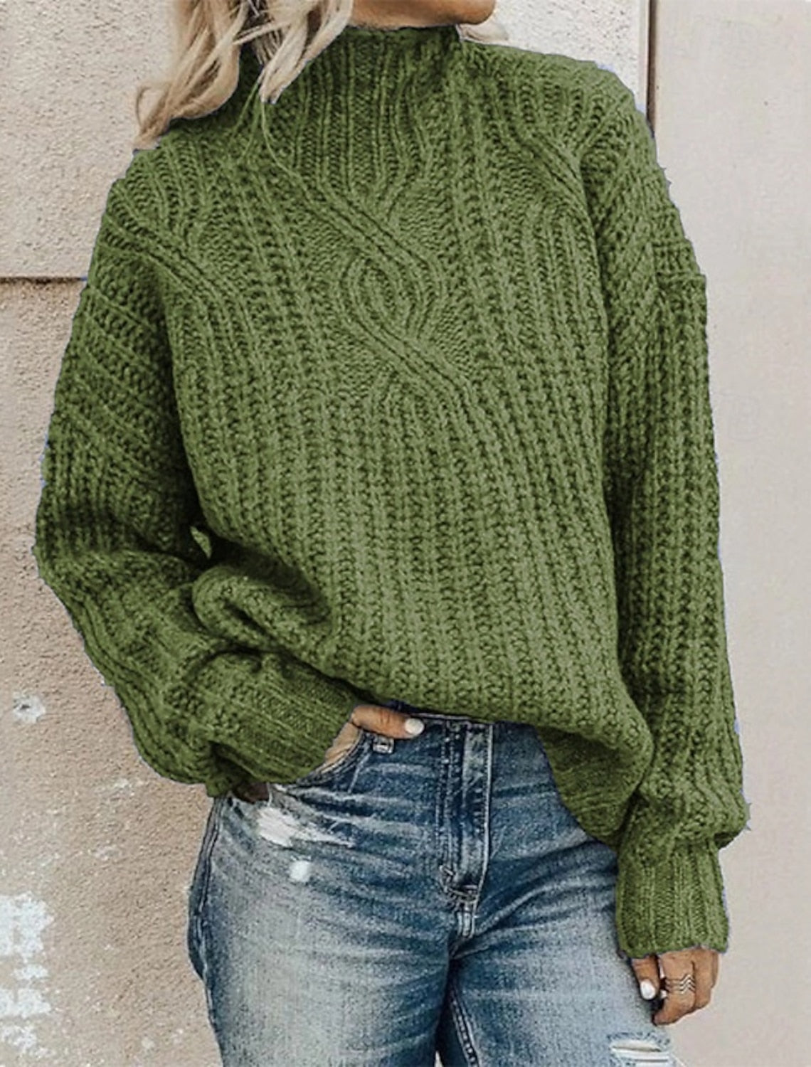 Lotta | Cable Knit Sweater with Mock Neck for Women