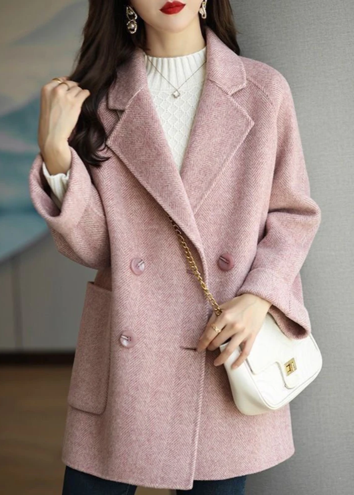 Ilona | Herringbone Double-Breasted Trench Coat for Women