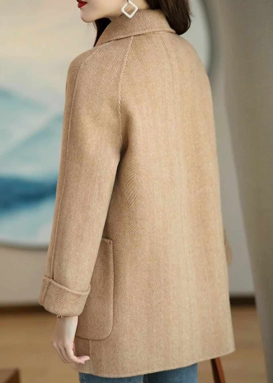 Ilona | Herringbone Double-Breasted Trench Coat for Women