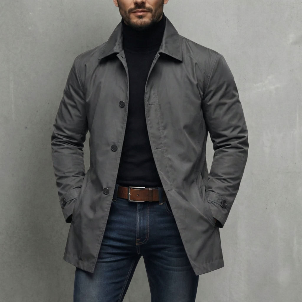 Otto | Waterproof Longline Coat with Stand Collar for Men