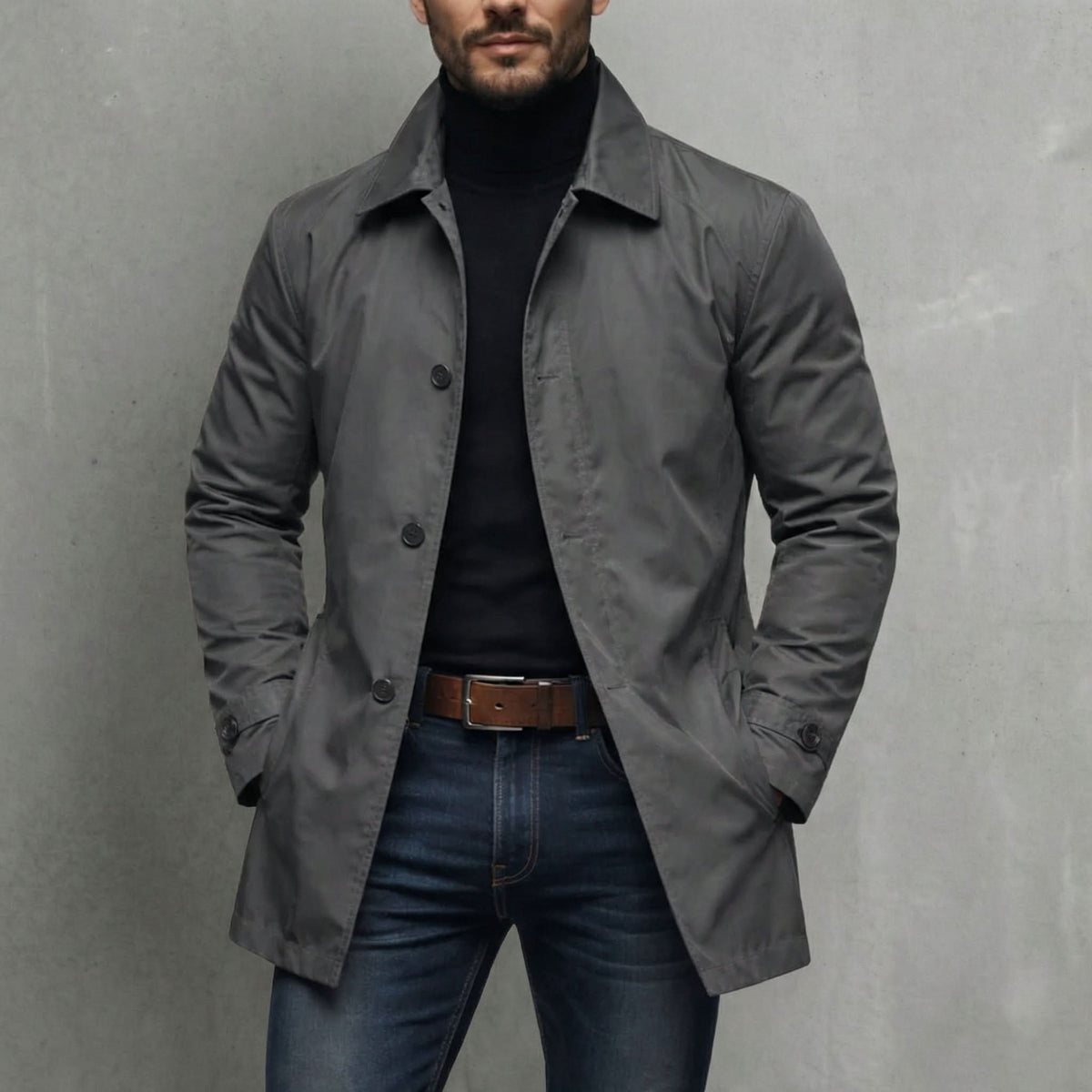 Otto | Waterproof Longline Coat with Stand Collar for Men