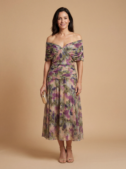 Arielle | Women's Elegant Flowy Midi Dress – Brunch to Evening