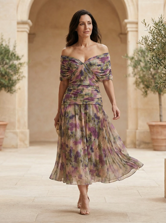 Arielle | Women's Elegant Flowy Midi Dress – Brunch to Evening