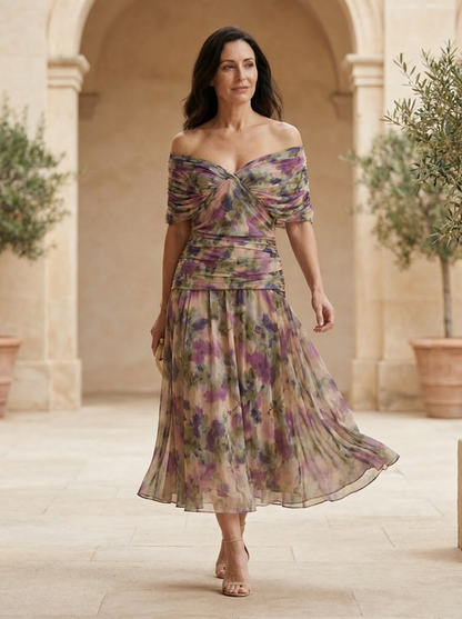 Arielle | Women's Elegant Flowy Midi Dress – Brunch to Evening