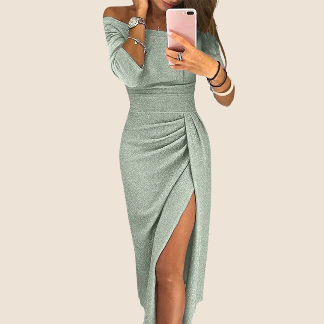 Sariel | Halter Neck Draped Maxi Dress for Women