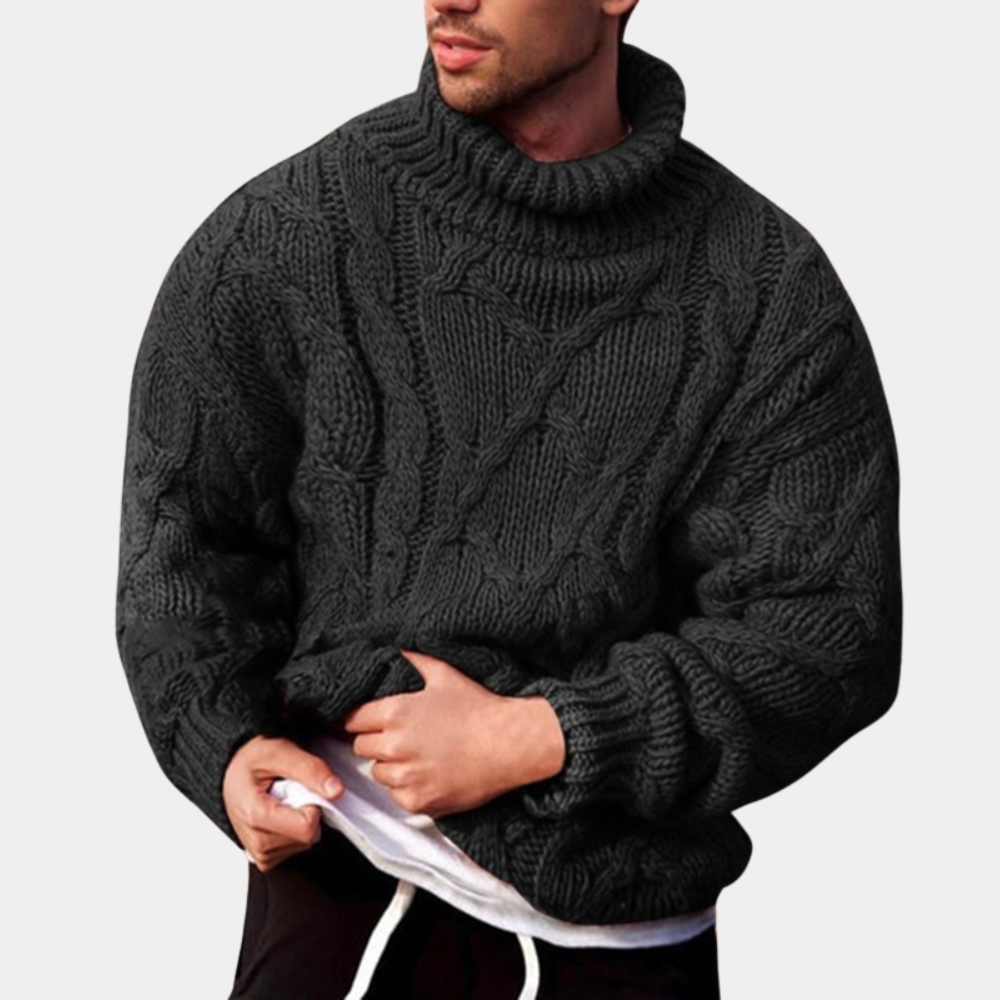 Callum | Men's Cable-Knit Turtleneck Sweater – Weekend Errands