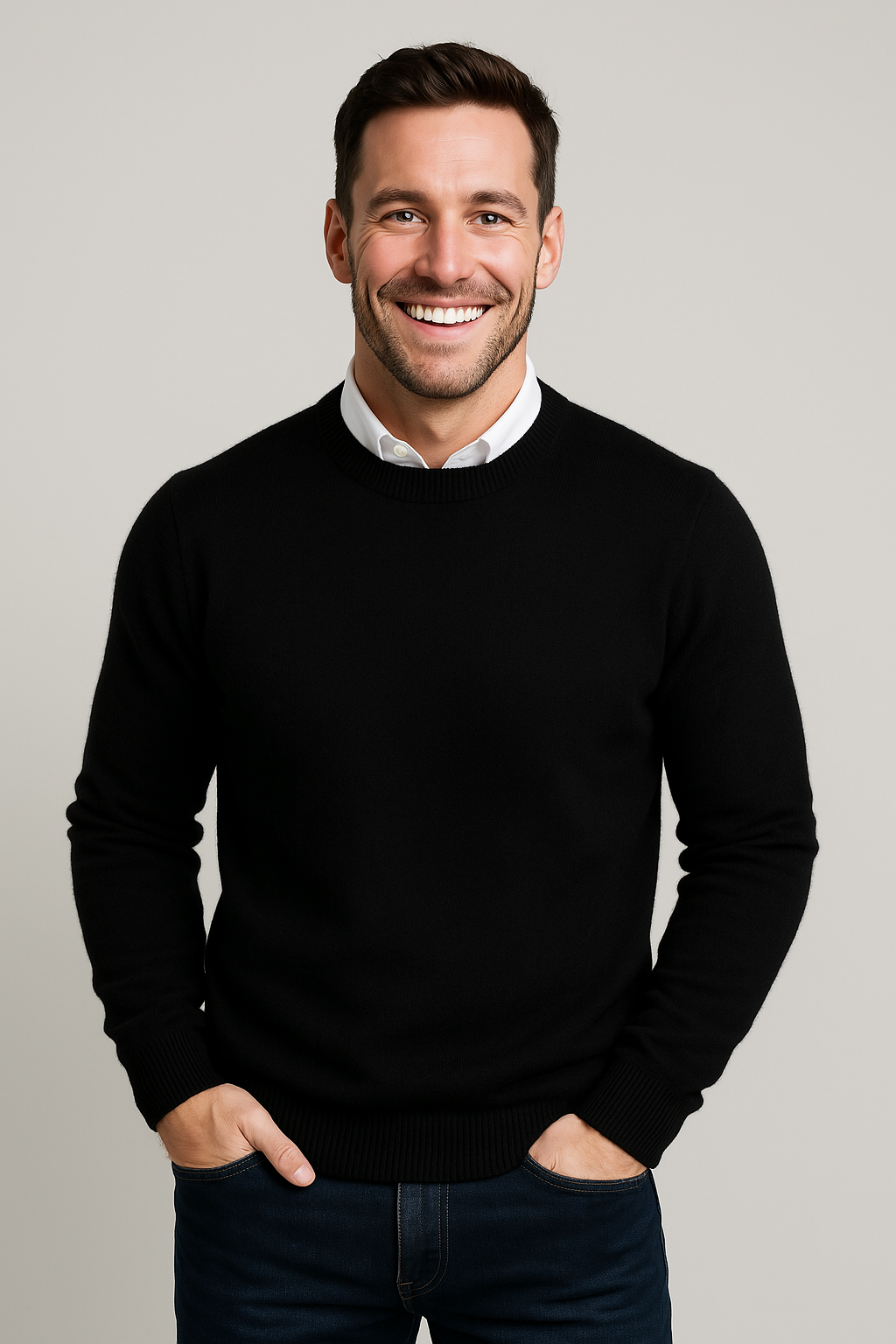 Men's Crew Neck Sweater | Classic Ribbed Knit Pullover