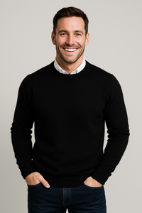 Men's Crew Neck Sweater | Classic Ribbed Knit Pullover