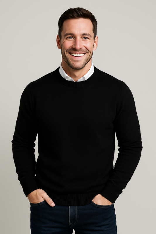 Men's Crew Neck Sweater | Classic Ribbed Knit Pullover