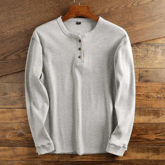 Corwin | Men's Henley Shirt Waffle-Knit Long Sleeve Casual Top