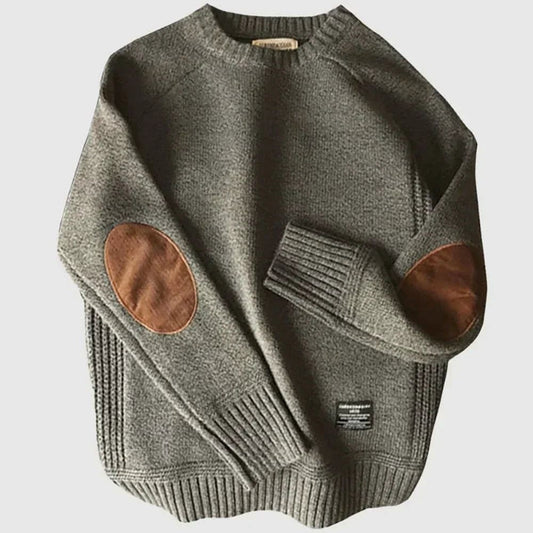 James | Men's Elbow-Patch Sweater with Ribbed Trim