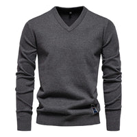 Laurent | Men's V-Neck Sweater Long Sleeve Ribbed Trim