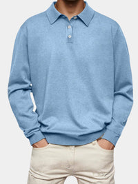 Elias | Men's Ribbed Knit Long Sleeve Polo Shirt