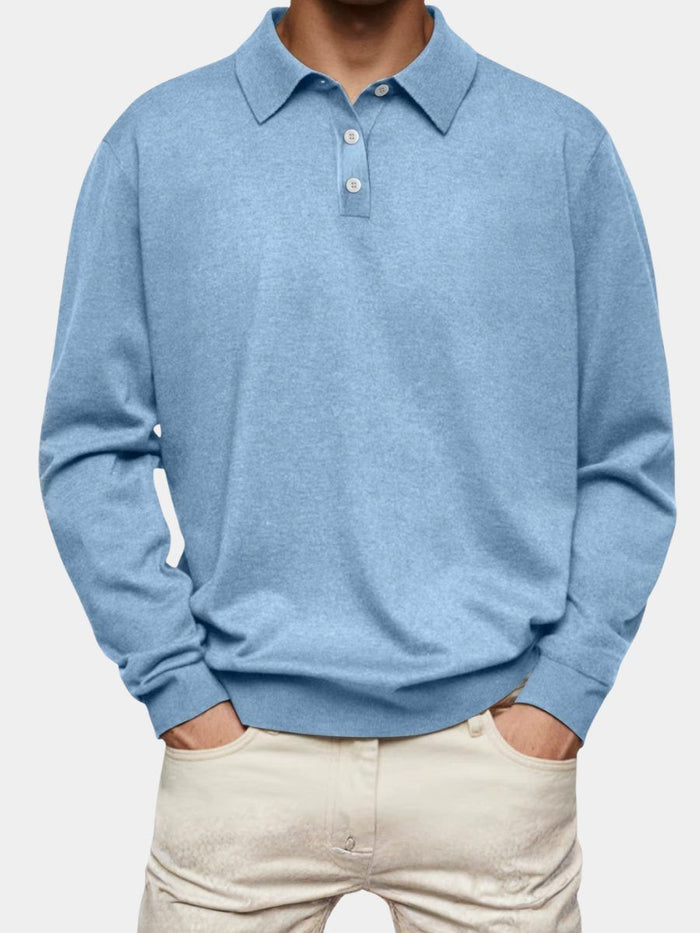 Elias | Men's Ribbed Knit Long Sleeve Polo Shirt