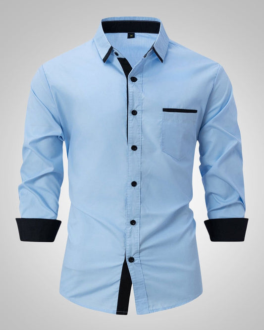 Blanche | Men's Classic Long Sleeve Shirt with Chest Pocket