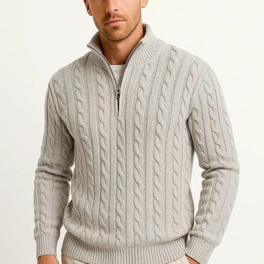 Arsenio | Men's Cable Knit Quarter-Zip Sweater – Weekend Layering