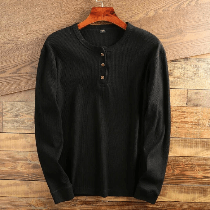 Corwin | Men's Henley Shirt Waffle-Knit Long Sleeve Casual Top