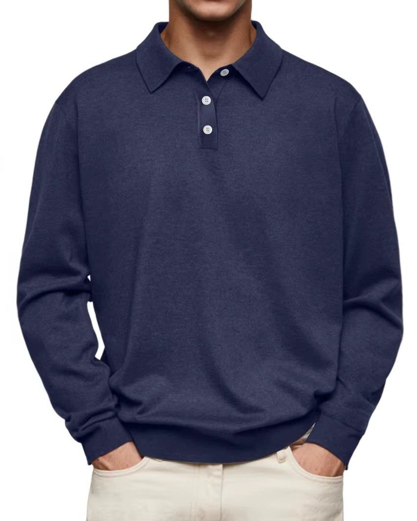Elias | Men's Ribbed Knit Long Sleeve Polo Shirt – Weekend Casual