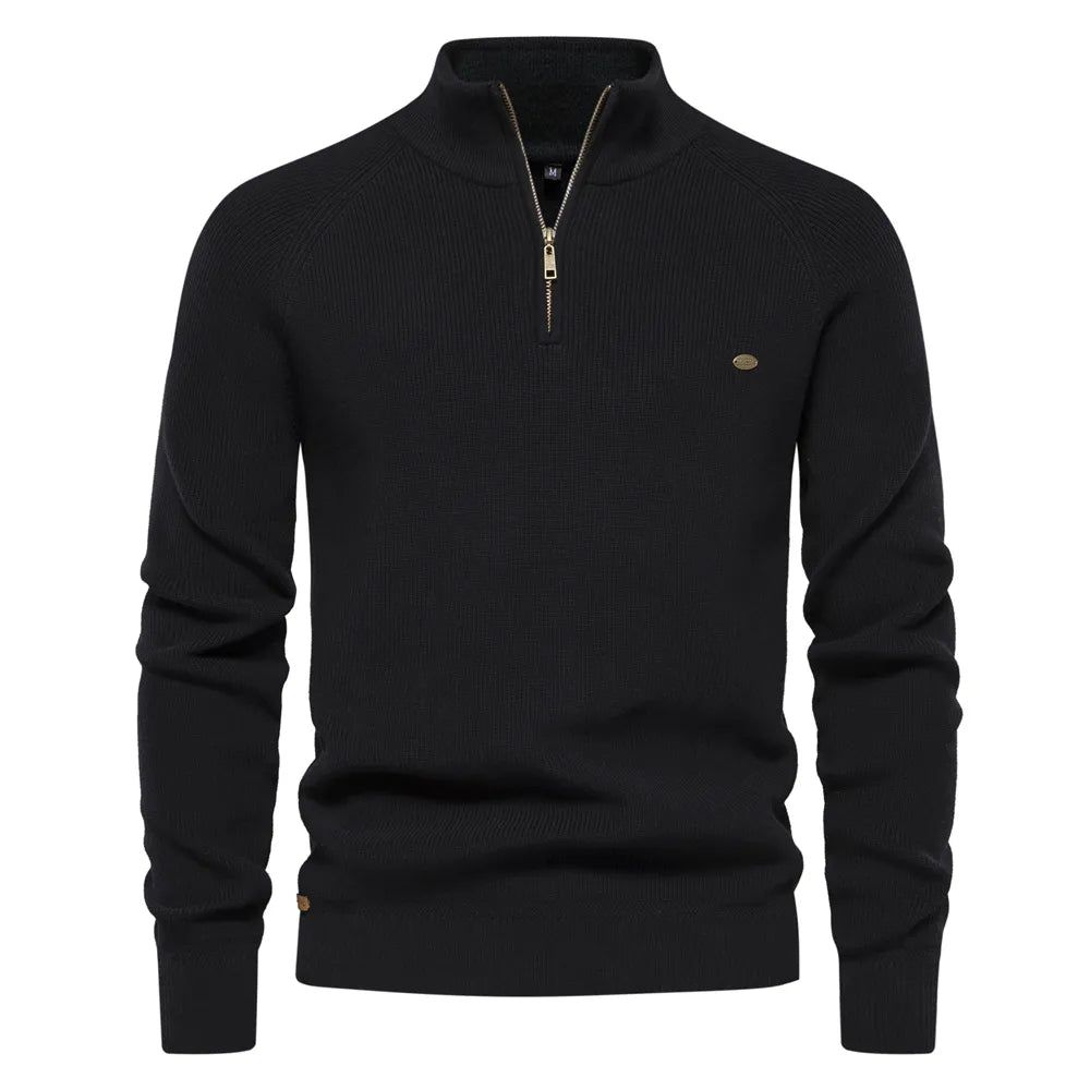 Kai | Men's Zip-Up Sweater Ribbed Cuffs – Winter Layering