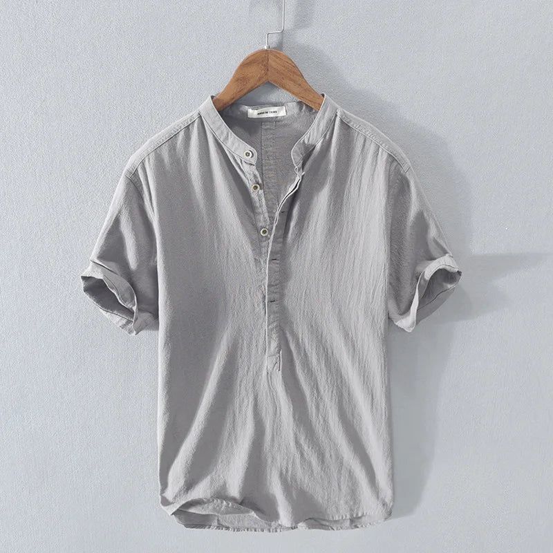 Zaylen | Men's Stand-Collar Short Sleeve Shirt – Casual Wear