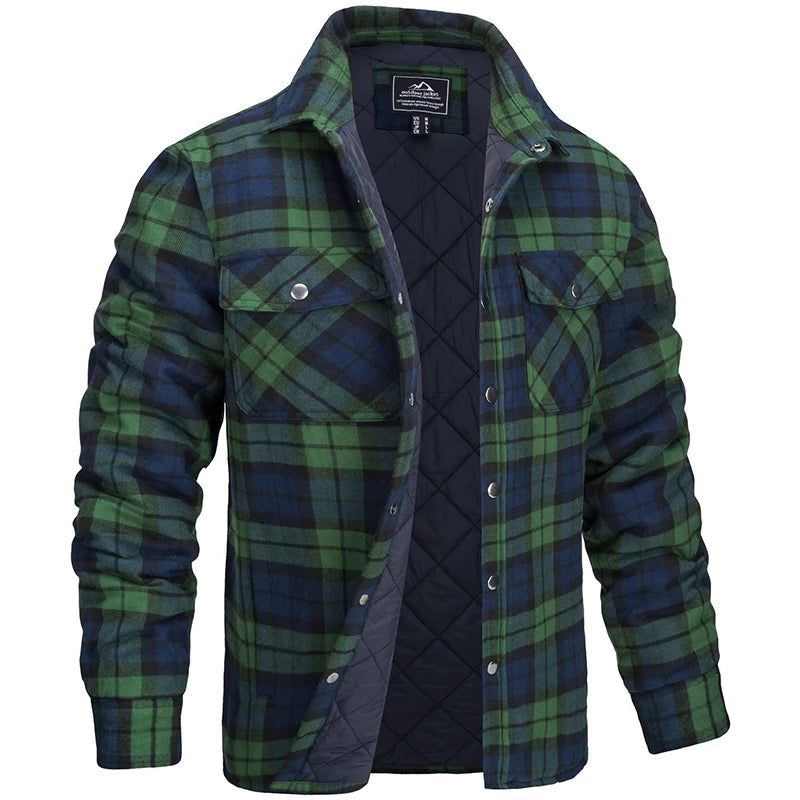 Men's Overshirt | Plaid Snap-Button Spring Layer
