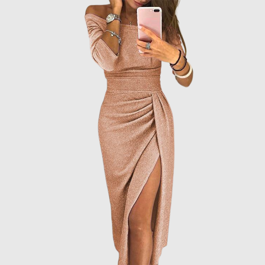 Sariel | Halter Neck Draped Maxi Dress for Women