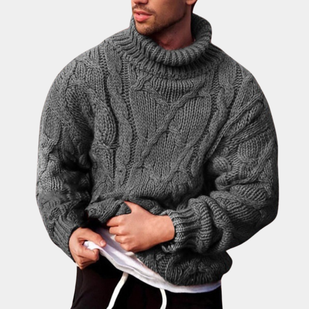 Callum | Men's Cable-Knit Turtleneck Sweater – Weekend Errands