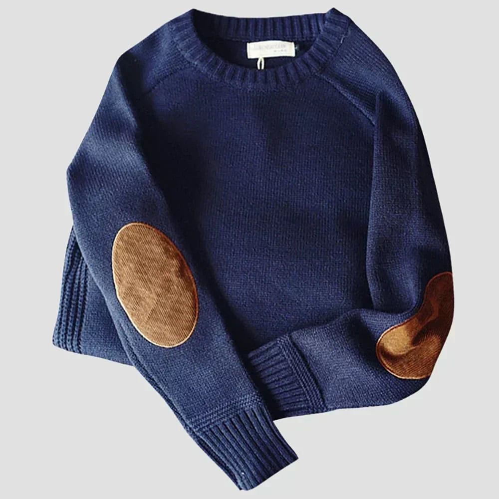 James | Men's Elbow-Patch Sweater with Ribbed Trim