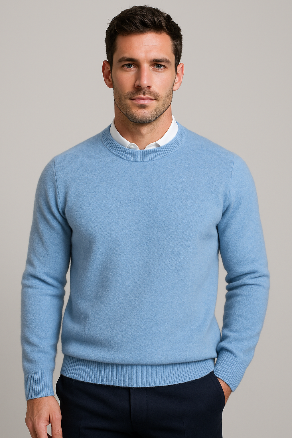 Men's Crew Neck Sweater | Classic Ribbed Knit Pullover