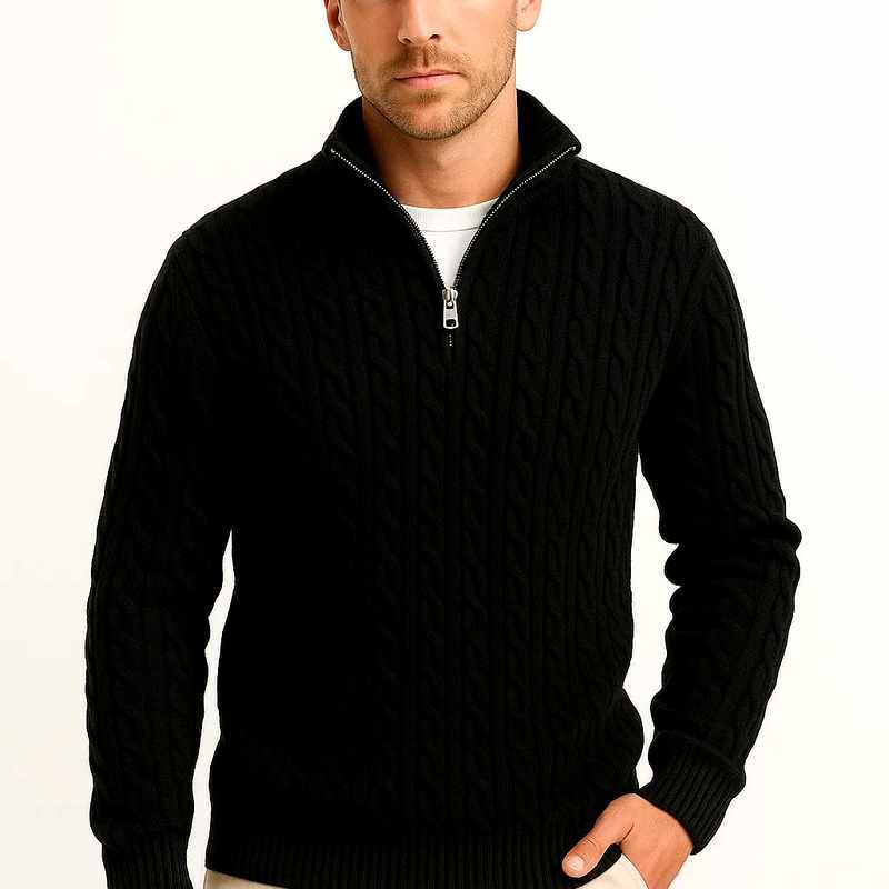 Arsenio | Men's Cable Knit Quarter-Zip Sweater – Weekend Layering