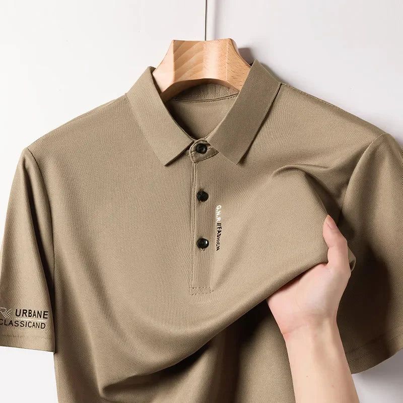 Colton | Men's Polo Shirt Short Sleeve Button Front Casual